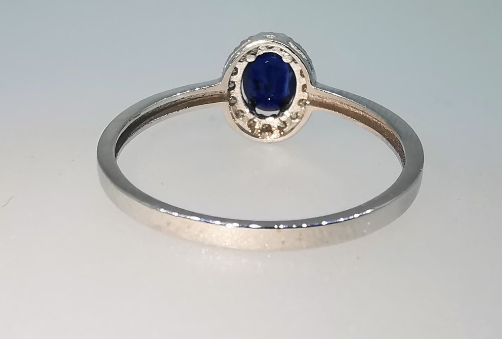 Nincs minimálár - Gyűrű - 18 kt. Fehér arany Zafír - Gyémánt #3.2