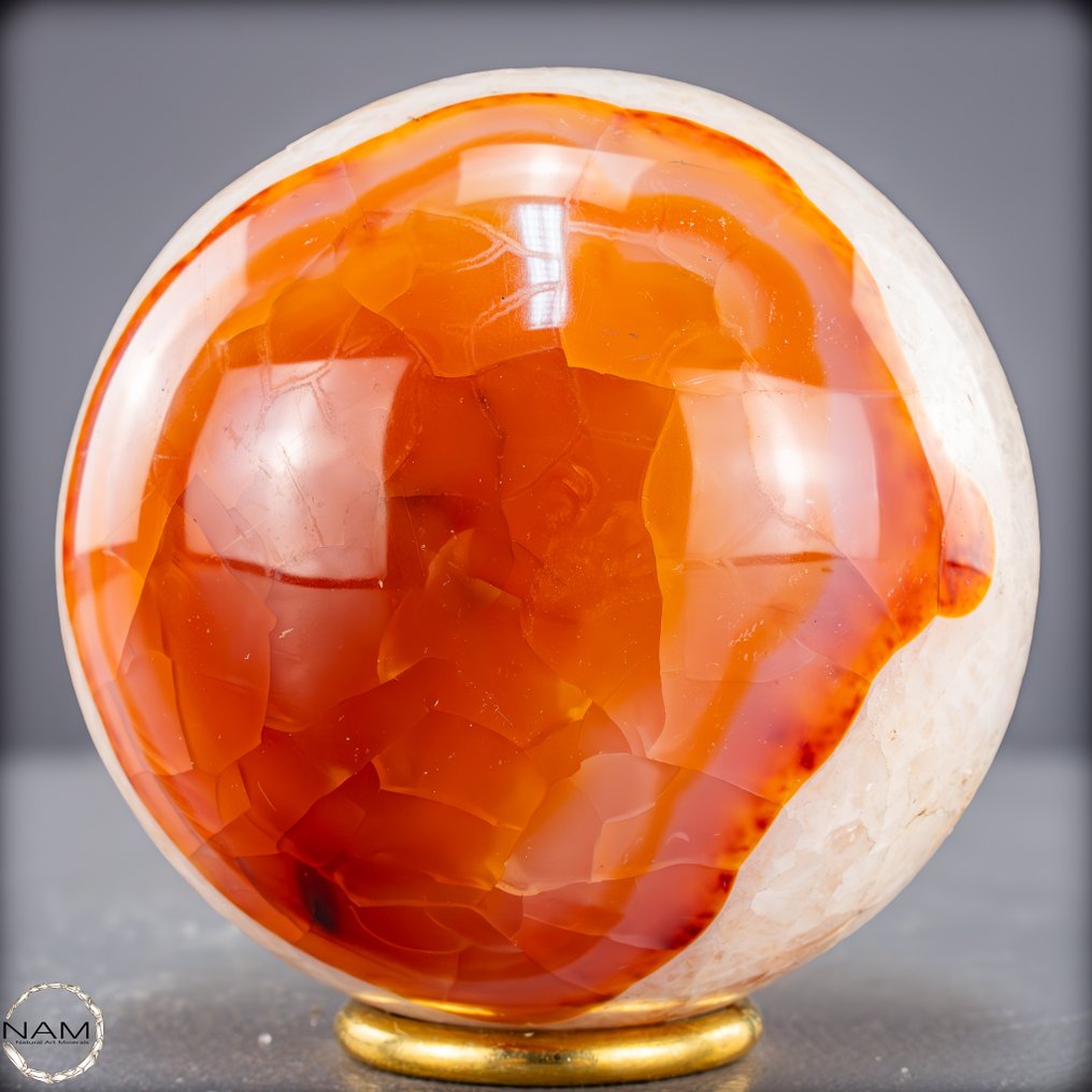 The Heart of the Fire: Carnelian Sphere as a work of nature- 1083.26 g #1.0