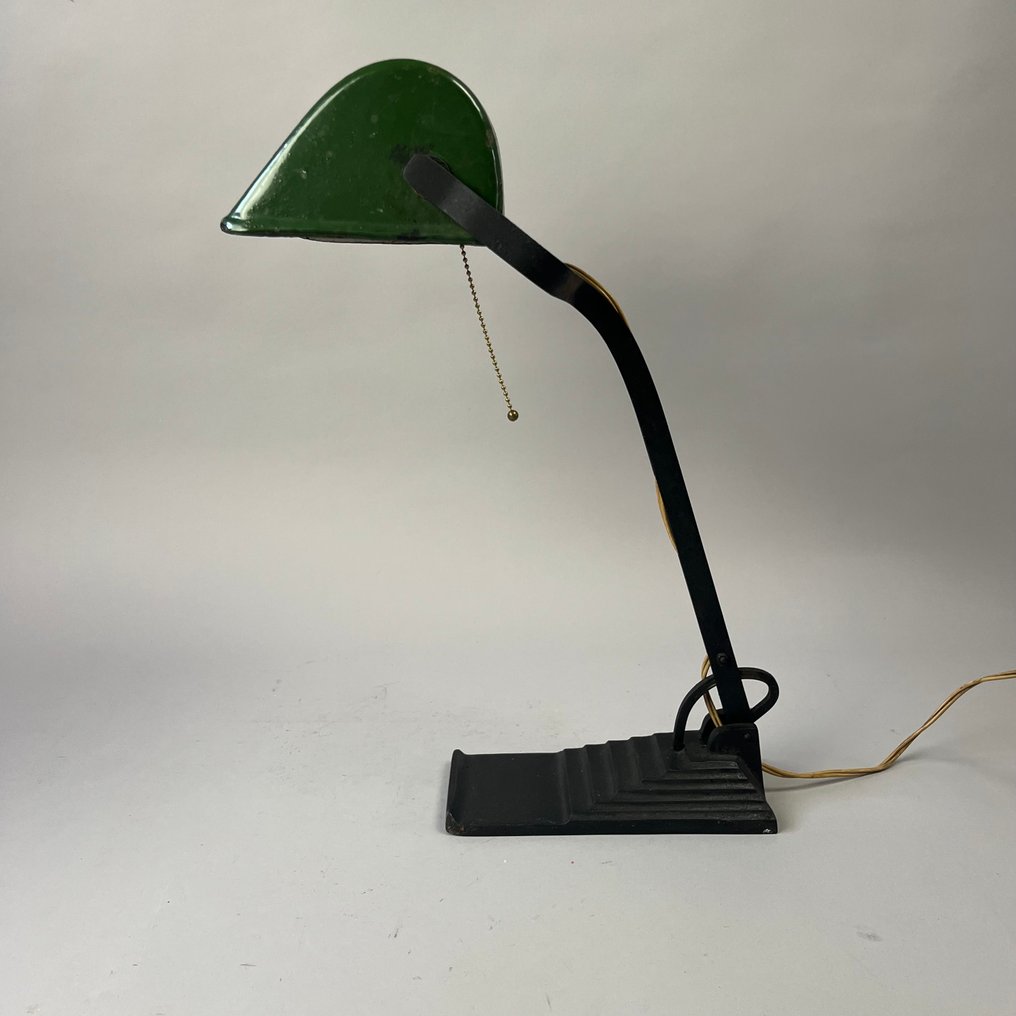Lámpara de escritorio - Bauhaus - ERPE - Lámpara ajustable, de notario o banquero - modelo 52. - Base de hierro forjado con - Hierro, Esmalte, Latón #3.2