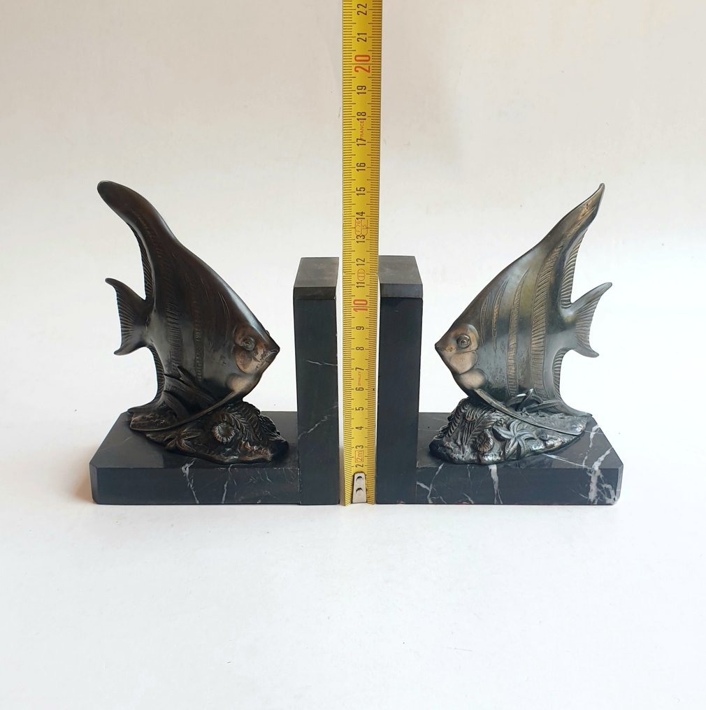 书挡 (2) - 一对天使鱼 - 粗锌, 大理石 #2.1