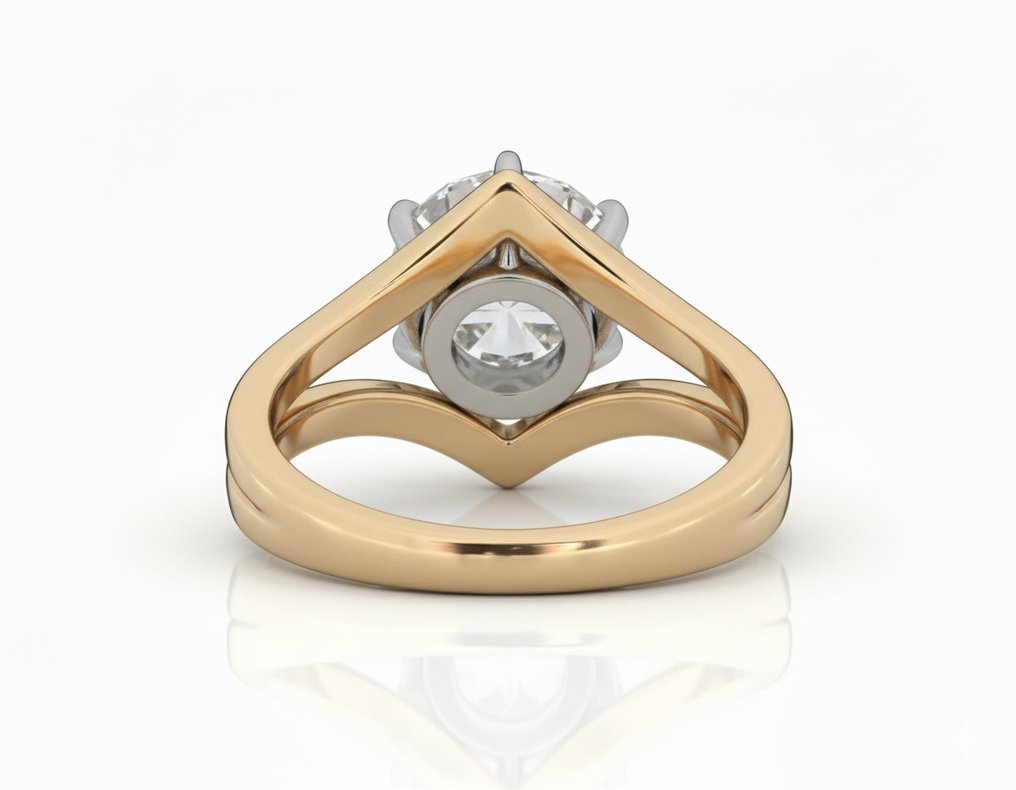 Δαχτυλίδι - 14 καράτια Κίτρινο χρυσό -  3.20ct. tw. Διαμάντι (Εργαστηριακής καλλιέργειας) #3.2