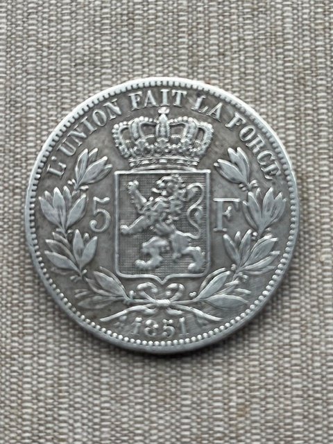 比利时. 利奥波德一世. 5 Frank 1851  (没有保留价) #3.2