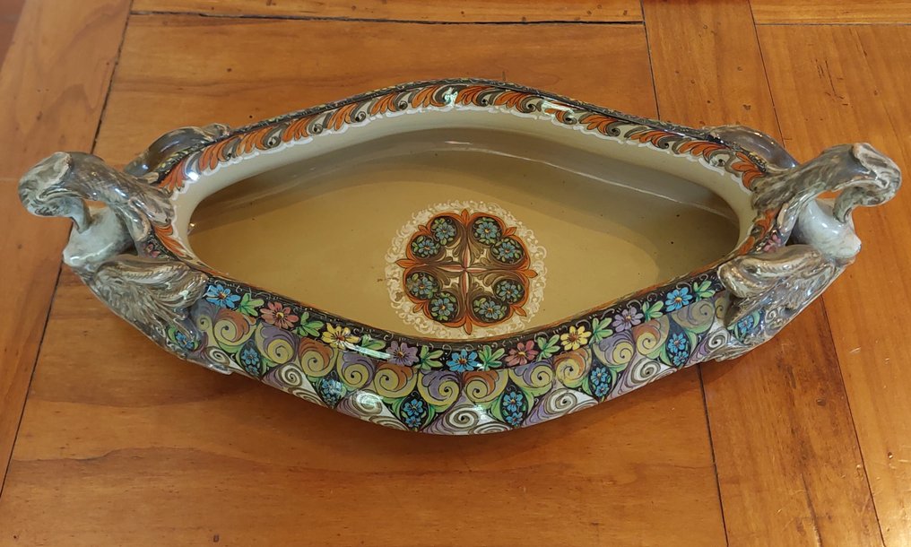 Faenza - Franco Zauli - Vase (2) - Majolika - Midterstykke og vase #3.2