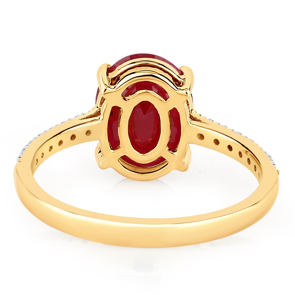 Δαχτυλίδι - 14 καράτια Κίτρινο χρυσό - 2.94ct. tw. Ρουμπίνι - Διαμάντι #1.0