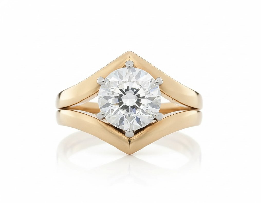 Δαχτυλίδι - 14 καράτια Κίτρινο χρυσό -  3.20ct. tw. Διαμάντι (Εργαστηριακής καλλιέργειας) #1.0