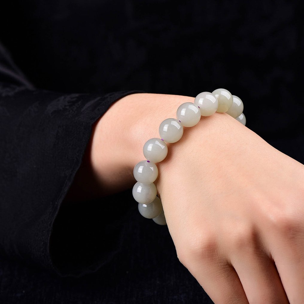 ALGT 认证 - 独家天然软玉手链 地质精确性与耐心的创造- 42.45 g #1.0