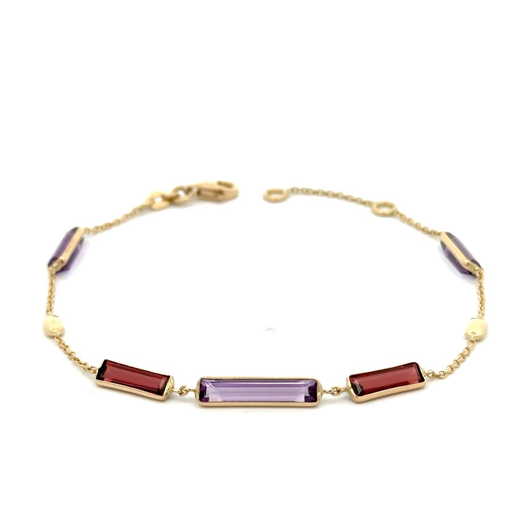 Nincs minimálár - Karkötő - 14 kt. Sárga arany - 3.00ct. tw. Ametiszt - Gránát #1.0