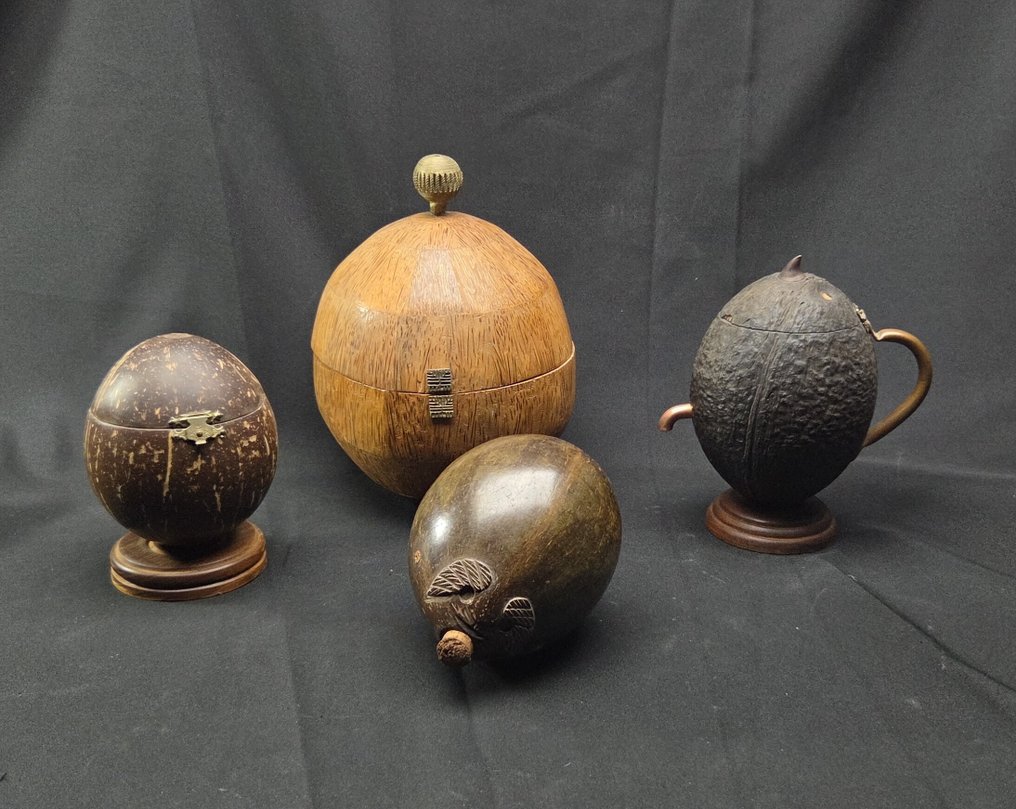 Curiosty cabinet - beautiful collection of transformed Coconuts -Folk Art from around the world  - Dioráma #1.0