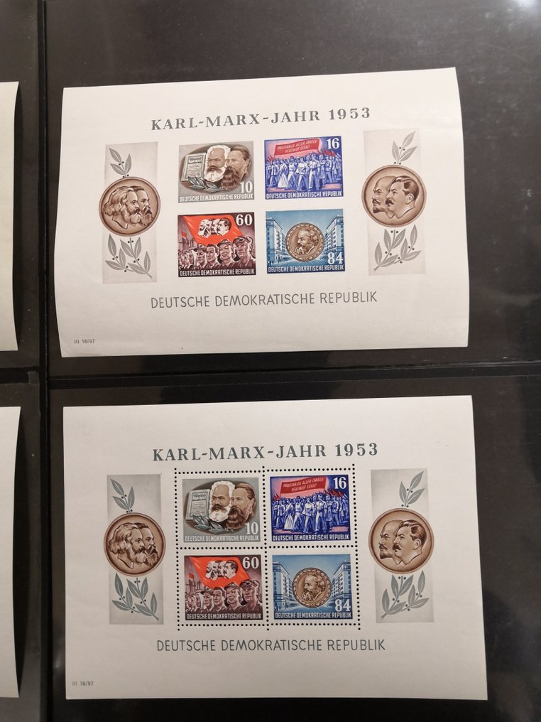 Duitse Democratische Republiek (DDR) 1953 - Marx, volledige blokzin. - Michel Bl. 8/9 A/B #2.1