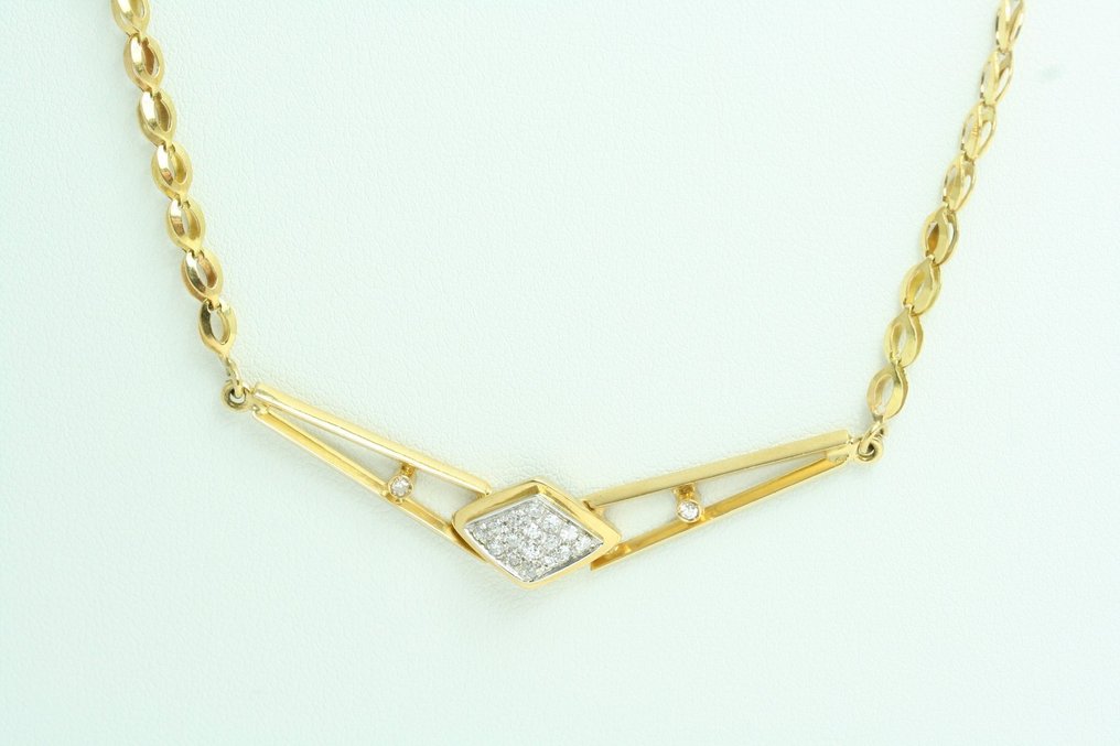 Kaulakoru - 18 kt. Keltakulta, Valkokulta Timantti (Luonnollinen) - Diamonds-kaulakoru. #1.0