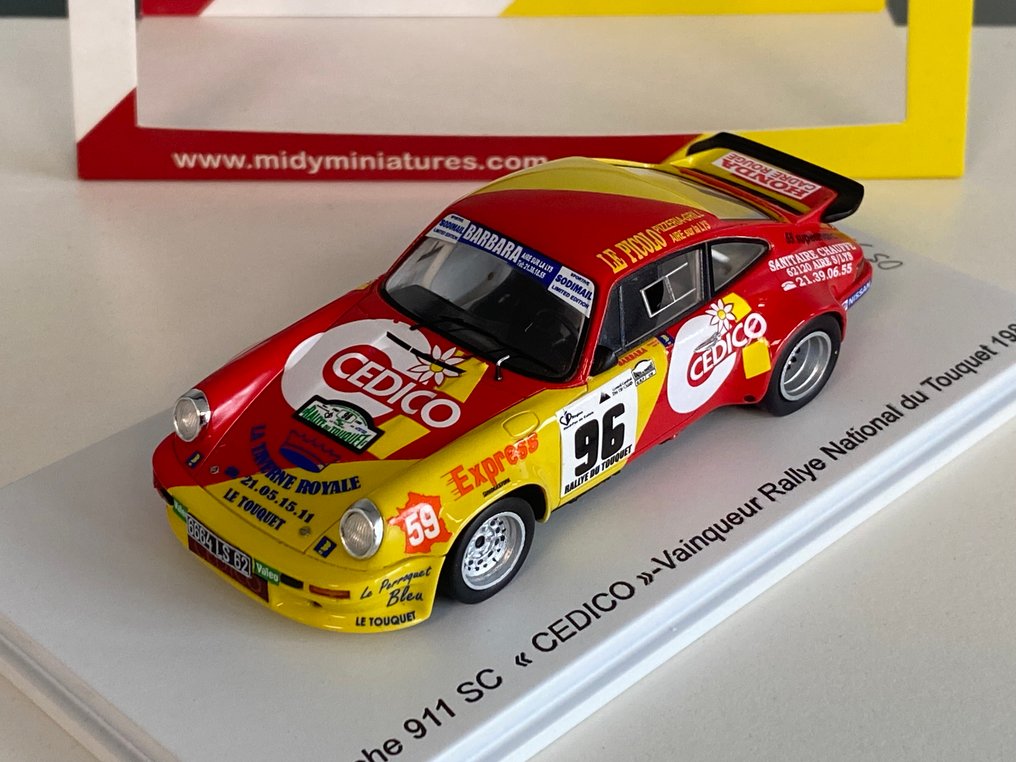 Spark 1:43 - Machetă mașină - Porsche 911 SC #96 Vainqueur Rallye National du Touquet 1989 - Barbara/Barbara - Superb colecționar în ediție limitată, epuizată și numerotată 53 din 300 de exemplare în lume! #2.1
