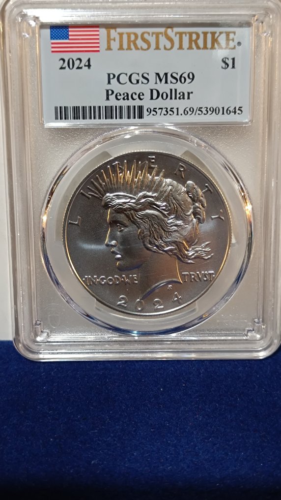 美國. 1 Dollar 2024   Peace Dollar gradée MS69 par PCGS  (沒有保留價) #1.0