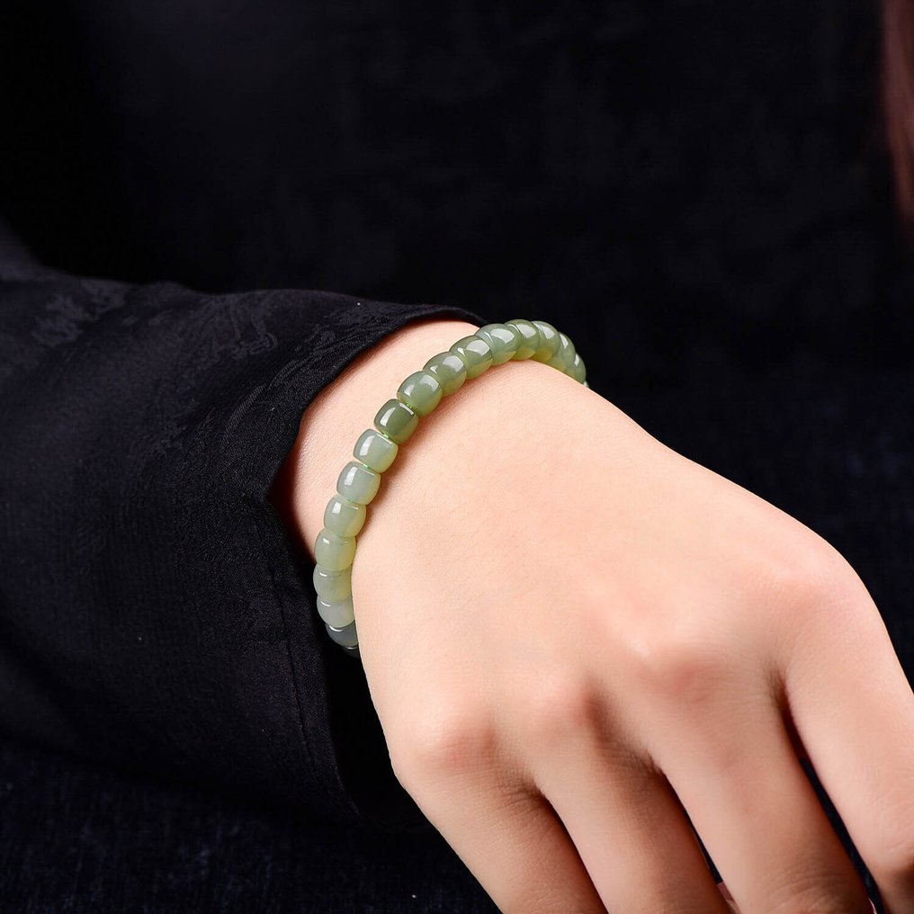 ALGT 认证 - 独家天然软玉手链 由自然和时间塑造的强烈色调- 16.08 g #1.0