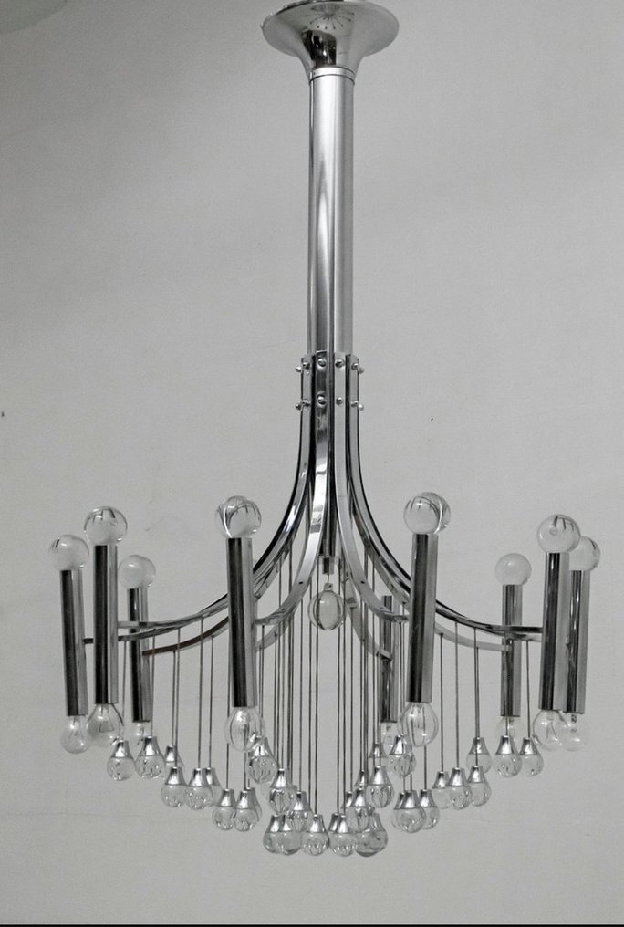 Sciolari - Κρεμαστό φωτιστικό - Χρώμιο, Γυαλί - Vintage πολυέλαιος με δέκα φώτα. #1.0