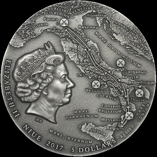 Niue. 5 Dollars 2017 Spartacus Slave Revolt Great Commanders 2 Oz , (.999) #1.0