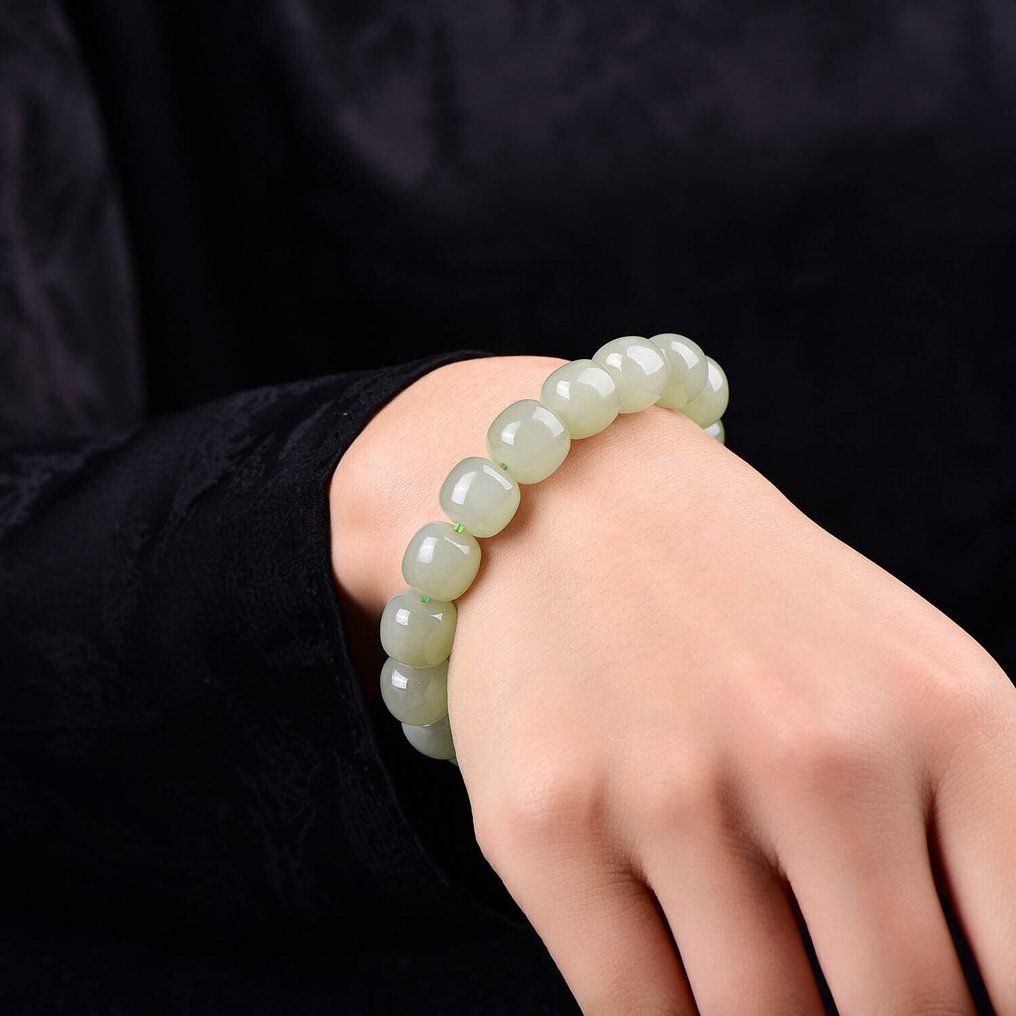 ALGT 认证 - 独家天然软玉手链 地质精确性与耐心的创造- 44.87 g #1.0