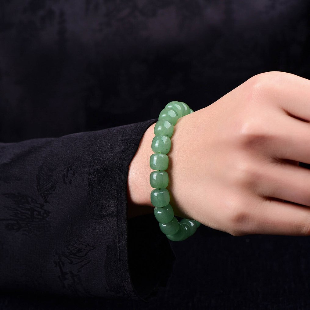 Sem reserva - Certificado ALGT - Pulseira Exclusiva de Quartzito Natural com Jade Uma cor intensa que imediatamente chama a atenção.- 31.57 g #1.0