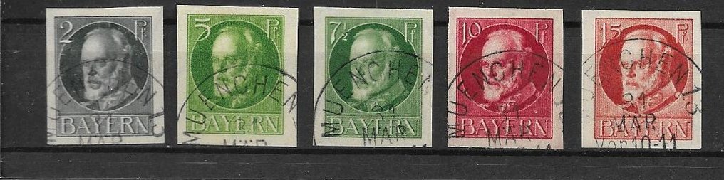 Cesarstwo Niemieckie 1916/1918 - Zestaw znaczków Bawarii - dawny stan niemiecki - nr 94 II B do 115 II B #3.2