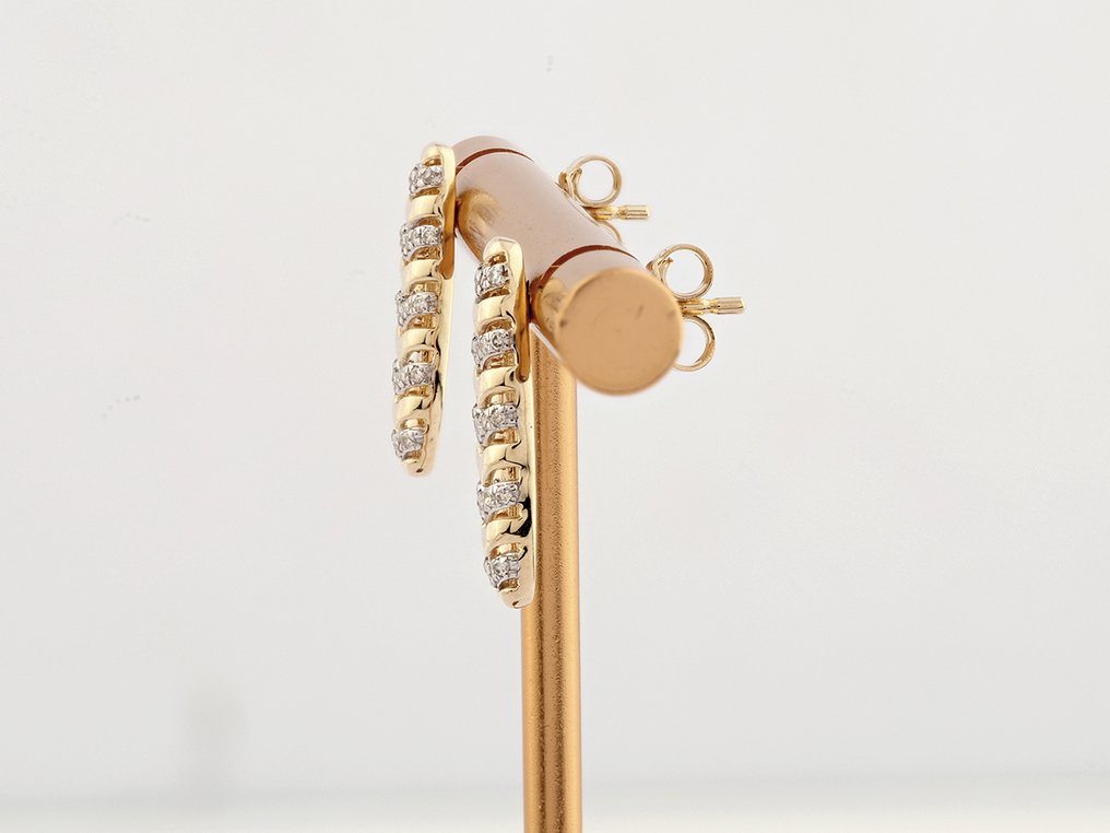 Boucles d'oreilles - 14 carats Or jaune - 0.16ct. tw. Diamant (Naturelle) #3.2