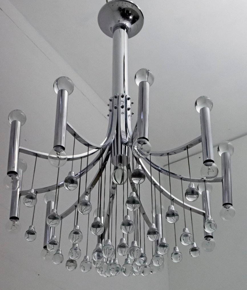 Sciolari - Κρεμαστό φωτιστικό - Χρώμιο, Γυαλί - Vintage πολυέλαιος με δέκα φώτα. #3.2