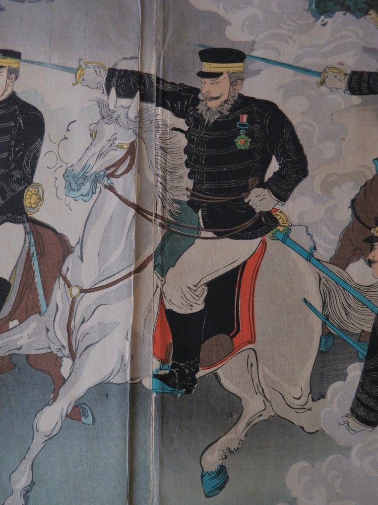 The Attack on Niuzhuang in China - 楳堂 小国正 Umeidō Kokunimasa - Japan - Meiji period (1868-1912)  (No reserve price) #4.3