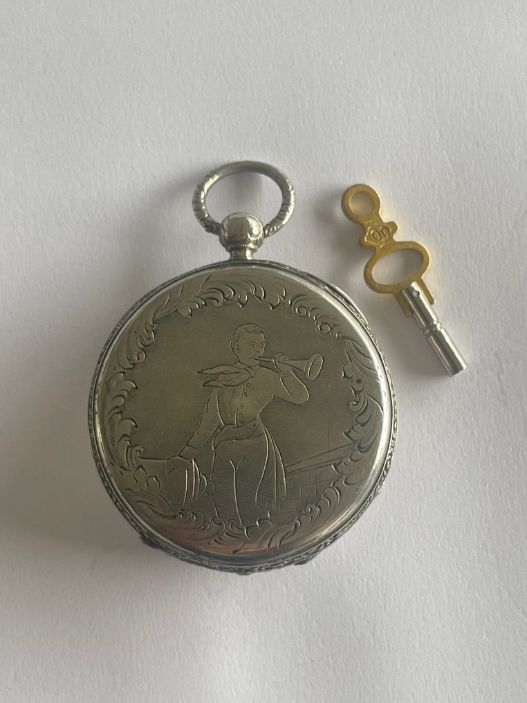 Relógio de bolso com Bússola - Em prata e de chave - 1850-1900 #3.2