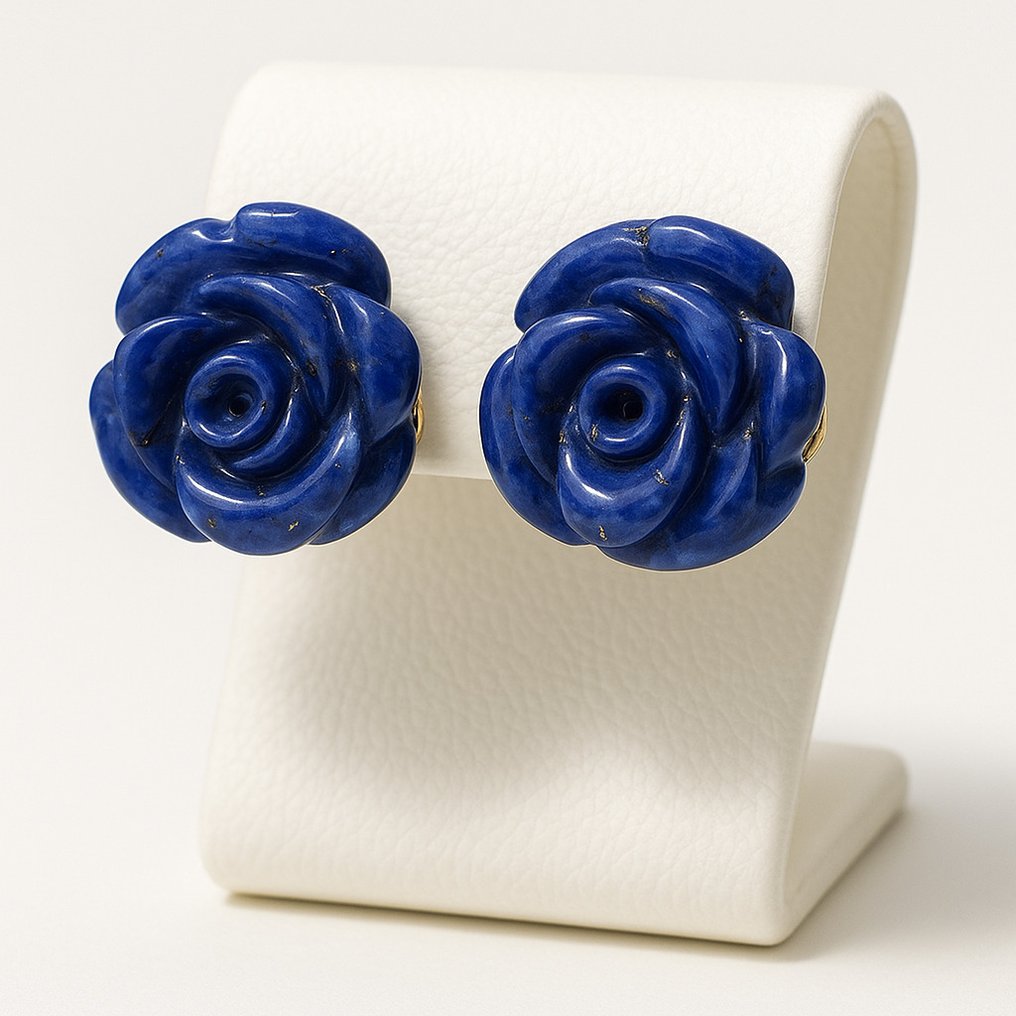 χωρίς τιμή ασφαλείας - Σκουλαρίκια - 18 καράτια Κίτρινο χρυσό Λάπις λαζούλι - Λάπις λαζούλι #4.3