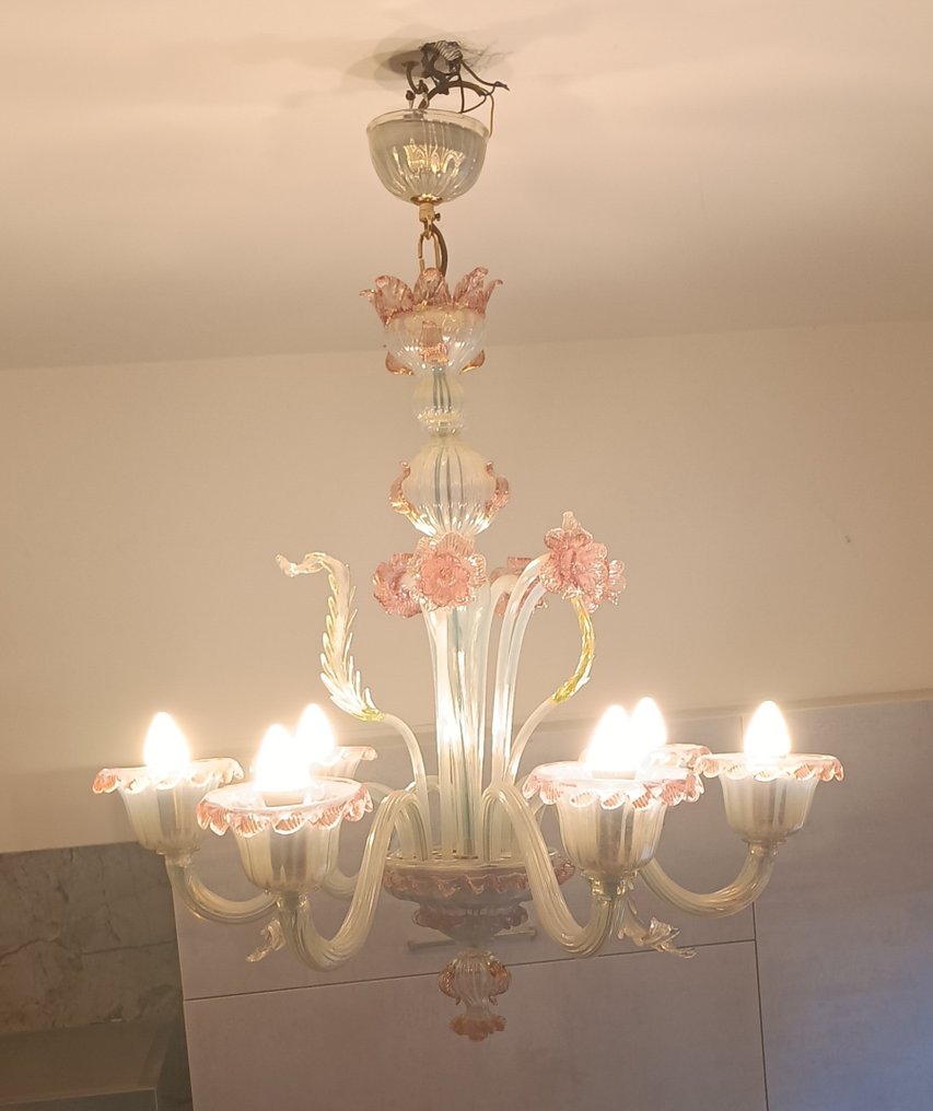 吊灯 - 穆拉诺乳白色吹制玻璃 #3.2