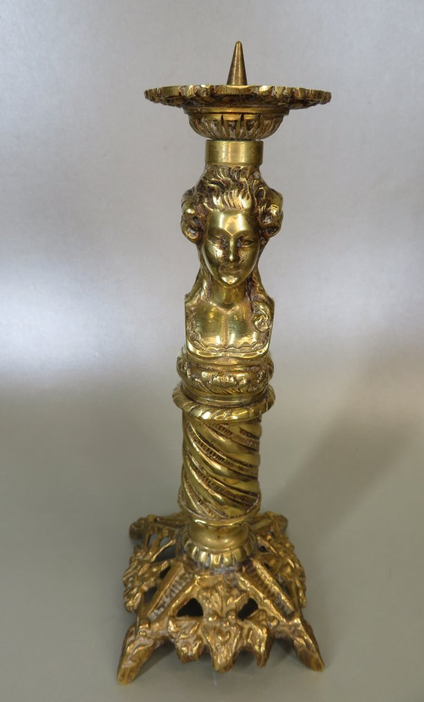 Rococo kandelaar met dame - Κηροπήγιο - Ορείχαλκος #1.0