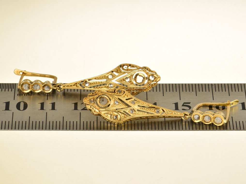 耳环 - 18K包金 黄金 钻石 (天然)  #2.1