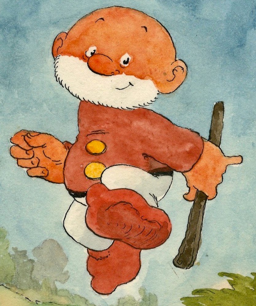 Dulieu, Jean - 1 Original colour drawing - Paulus de Boskabouter - Paulus is vrolijk en heeft er zin in - begin jaren 1960 #2.1