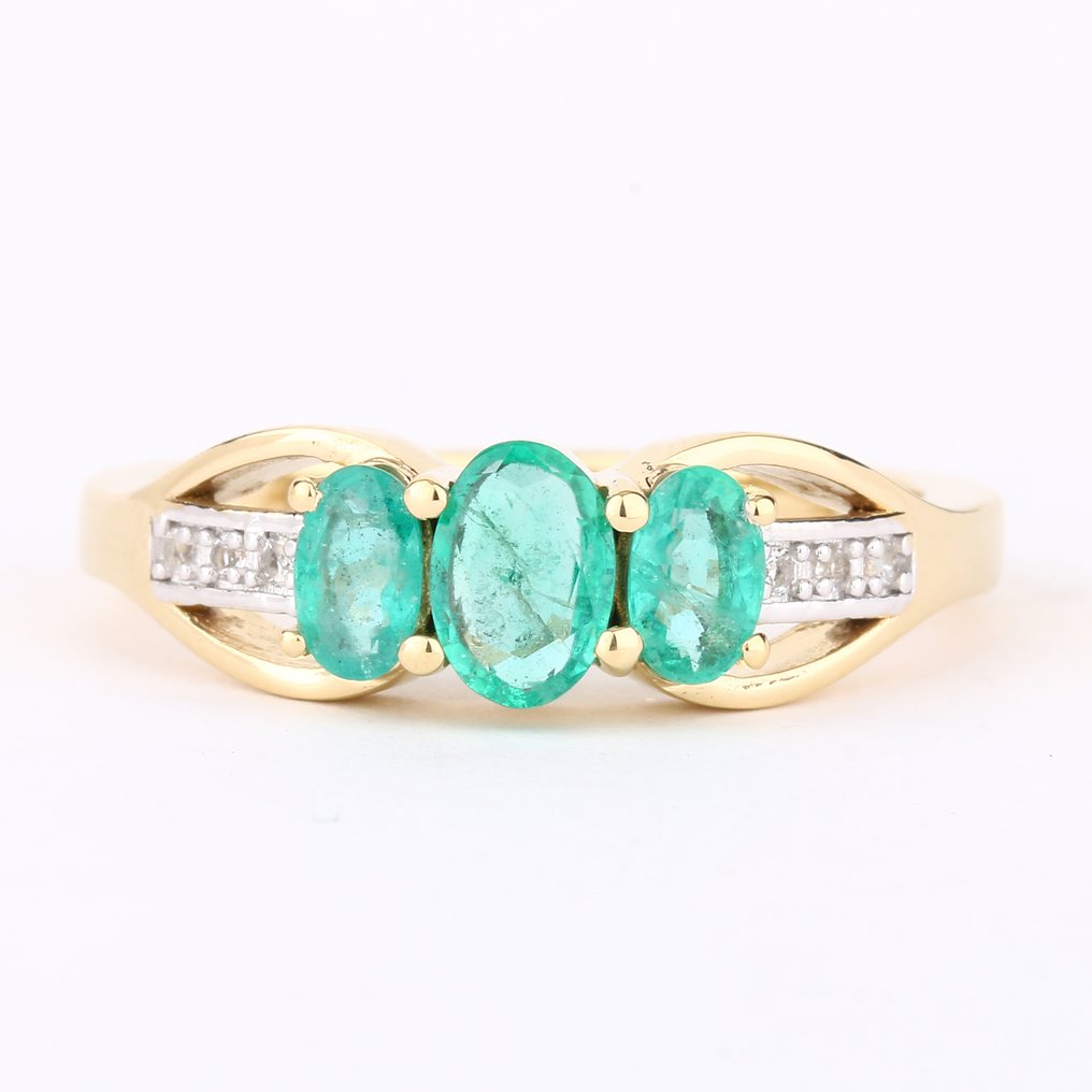 Ingen reservasjonspris - Ring Sølv -  0.87ct. tw. Smaragd - Topas #1.0