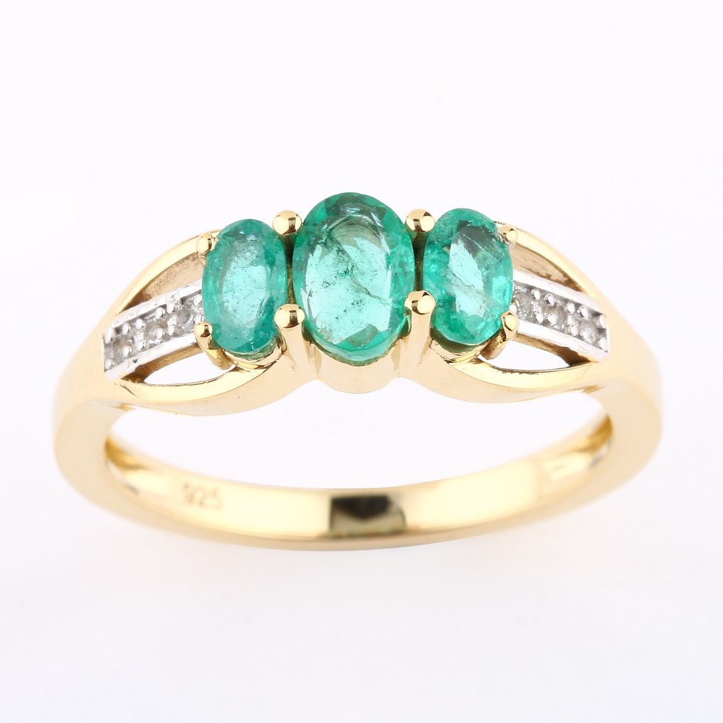 Ingen reservasjonspris - Ring Sølv -  0.87ct. tw. Smaragd - Topas #1.0