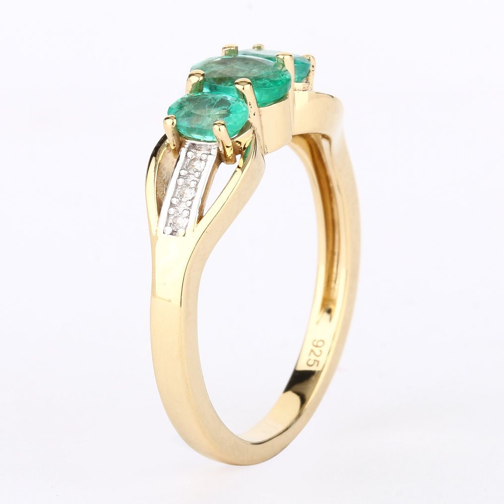 Ingen reservasjonspris - Ring Sølv -  0.87ct. tw. Smaragd - Topas #3.2