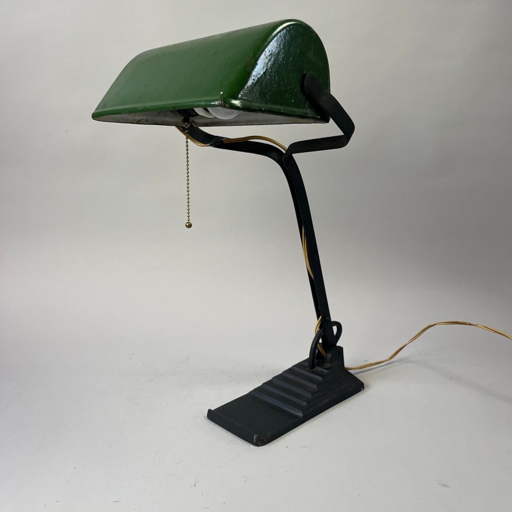 Lámpara de escritorio - Bauhaus - ERPE - Lámpara ajustable, de notario o banquero - modelo 52. - Base de hierro forjado con - Hierro, Esmalte, Latón #2.1