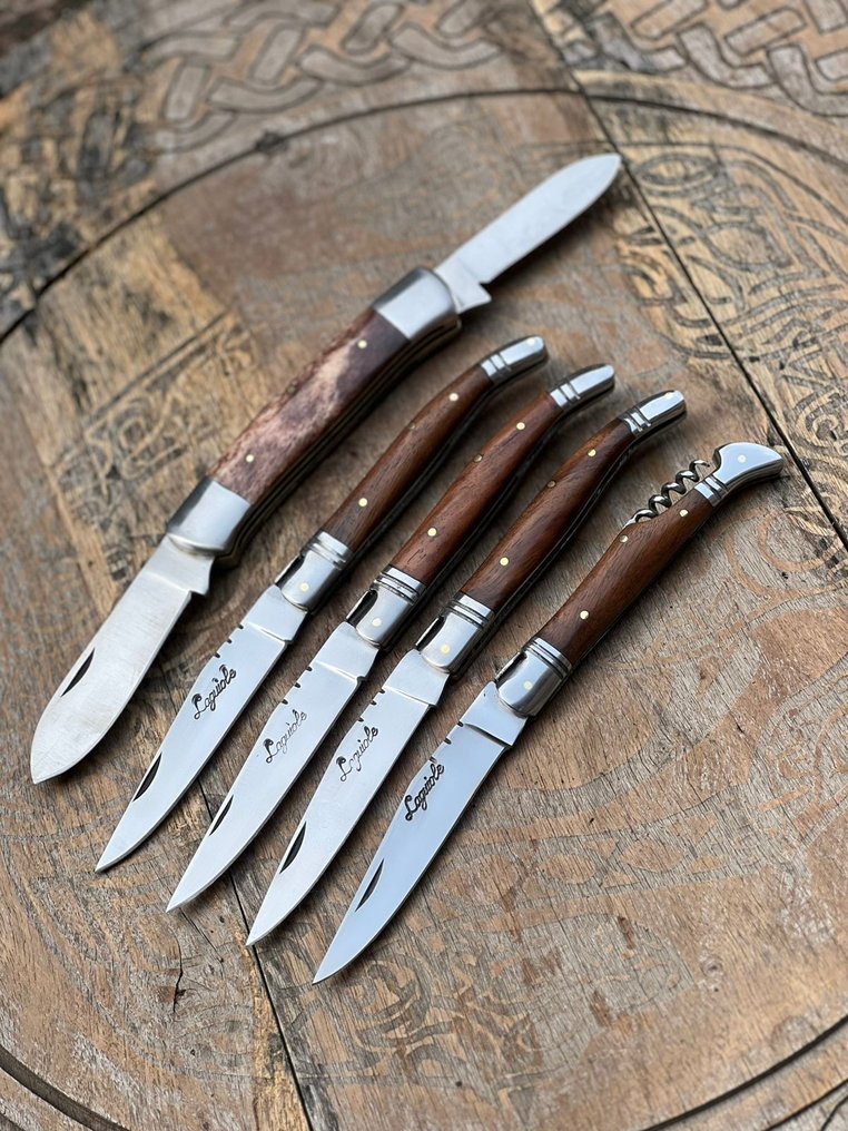 Coltello da cucina - Kitchen knife set - Laguiole con Ape Coltello Pieghevole, Coltello da Tavola Vintage di Alta Qualità e Coltello da - Coltello in acciaio inossidabile, legno di Rosa, rinforzo in acciaio - Francia - Personalizzato fatto a mano #2.1