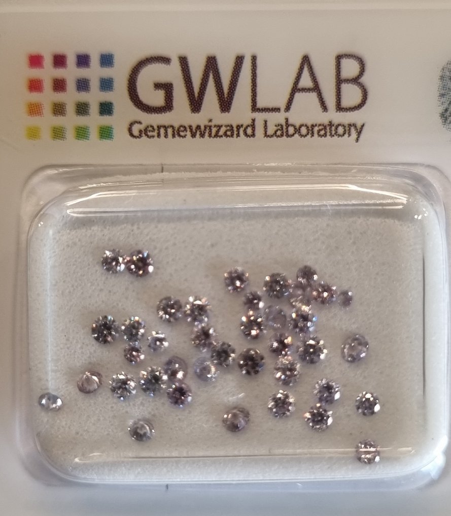 χωρίς τιμή ασφαλείας - 39 pcs Διαμάντι  (Φυσικό)  - 0.55 ct - Στρογγυλό - VVS2, SI3 - Gemewizard Gemological Laboratory (GWLab) - ροζ #4.3