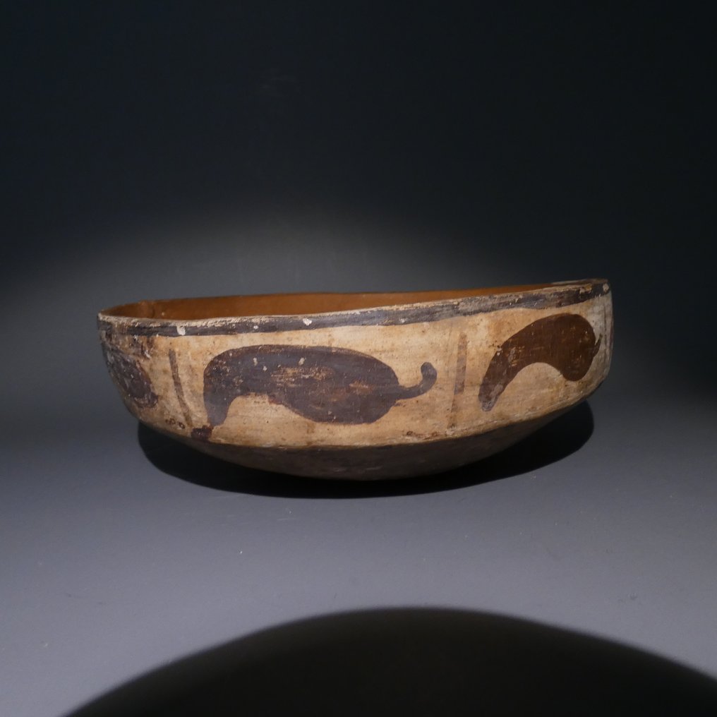 Nazca, Peru Terracotta, 陶器 装饰盘。直径16厘米。公元200年至600年左右。西班牙进口许可证。 #2.1