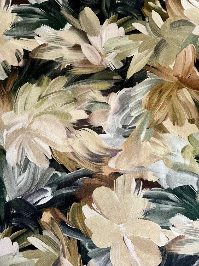 Eksklusivt av ren linvev oljemaleri av blomster. Begrenset utgave. - Tekstil - 300 cm - 140 cm #1.0