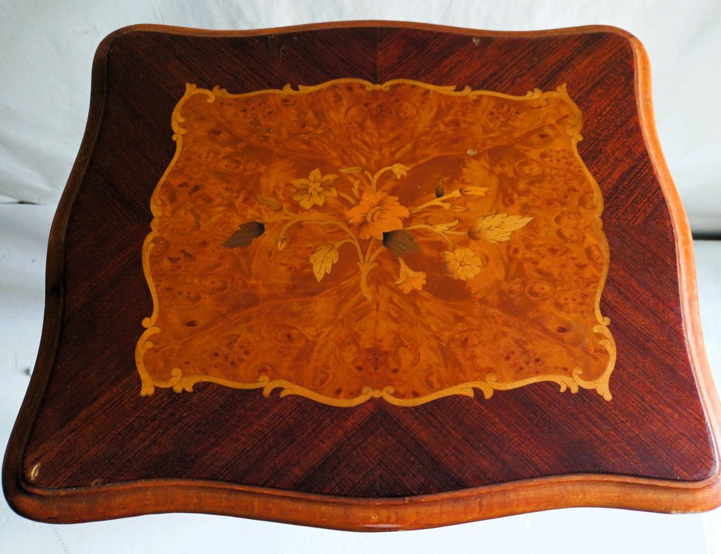 Sofabord - Eik, kirsebærtre og oliventrærrot - Inlay og bronse #4.3