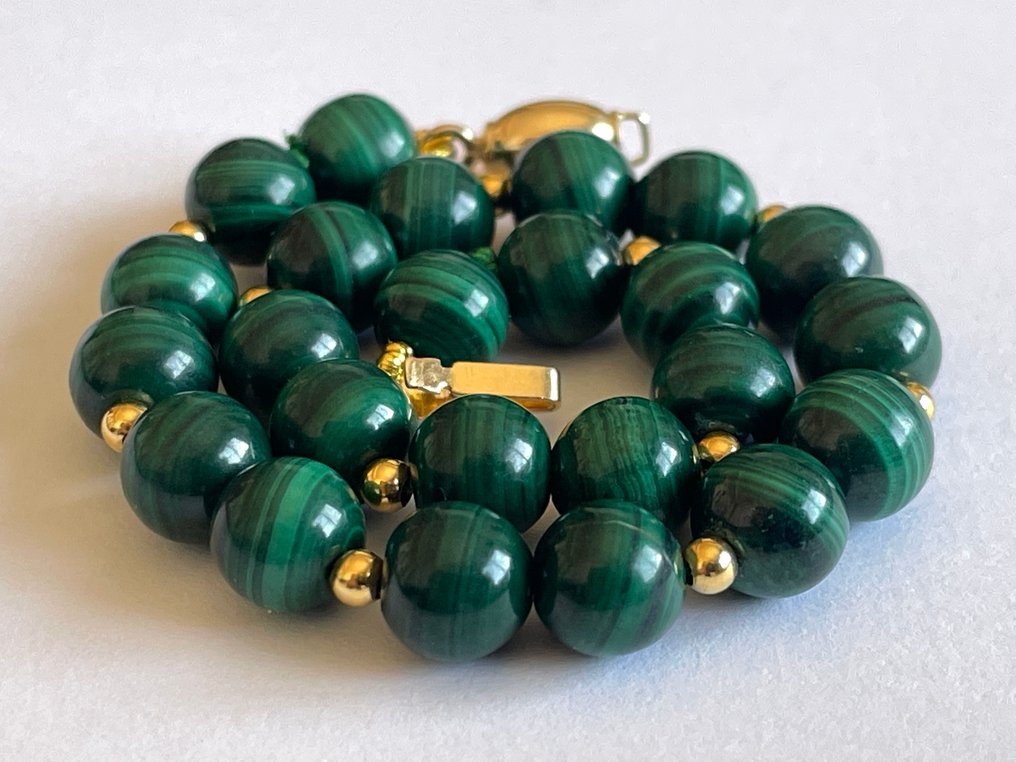 没有保留价 - 手镯 18 克拉（750）黄金 - 孔雀石 #2.1