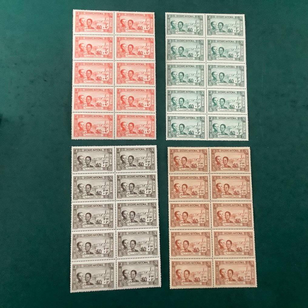 Tunisia 1944 - Secuur National in blocks of 10 - Michel 257/260 #3.2