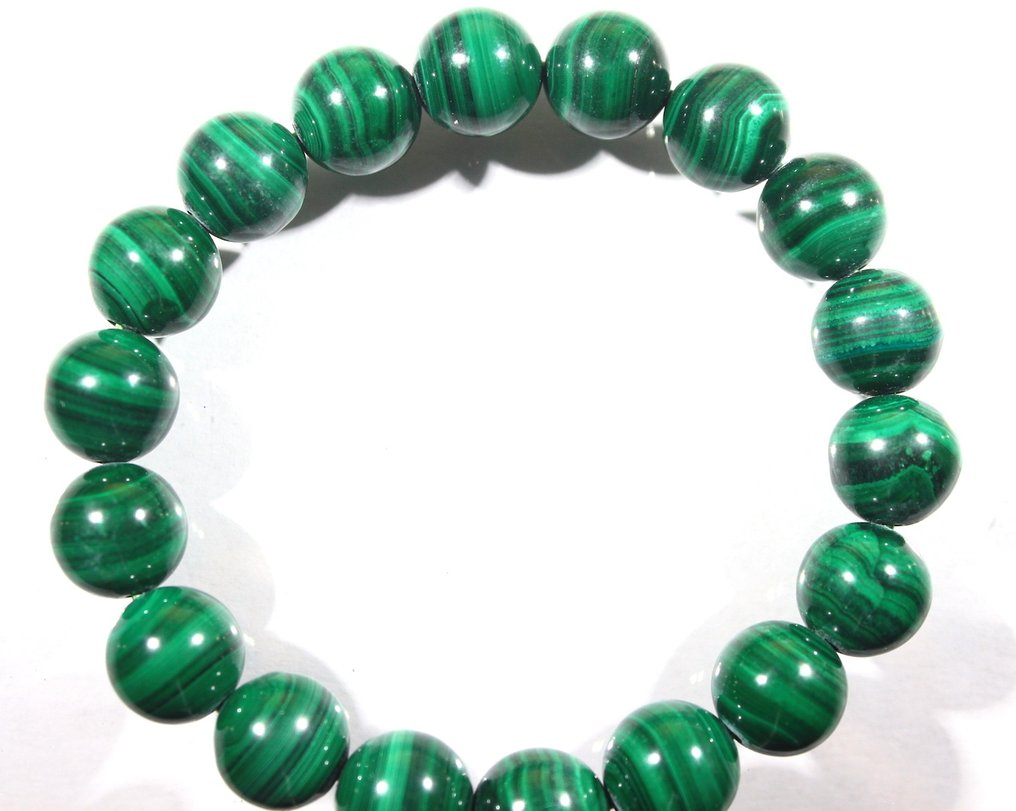 High Quality Natural Malachite - Ct. 286.0 Bracelet with 12 mm pearls - Height: 18 cm - Width: 12 mm- 57.2 g #2.1