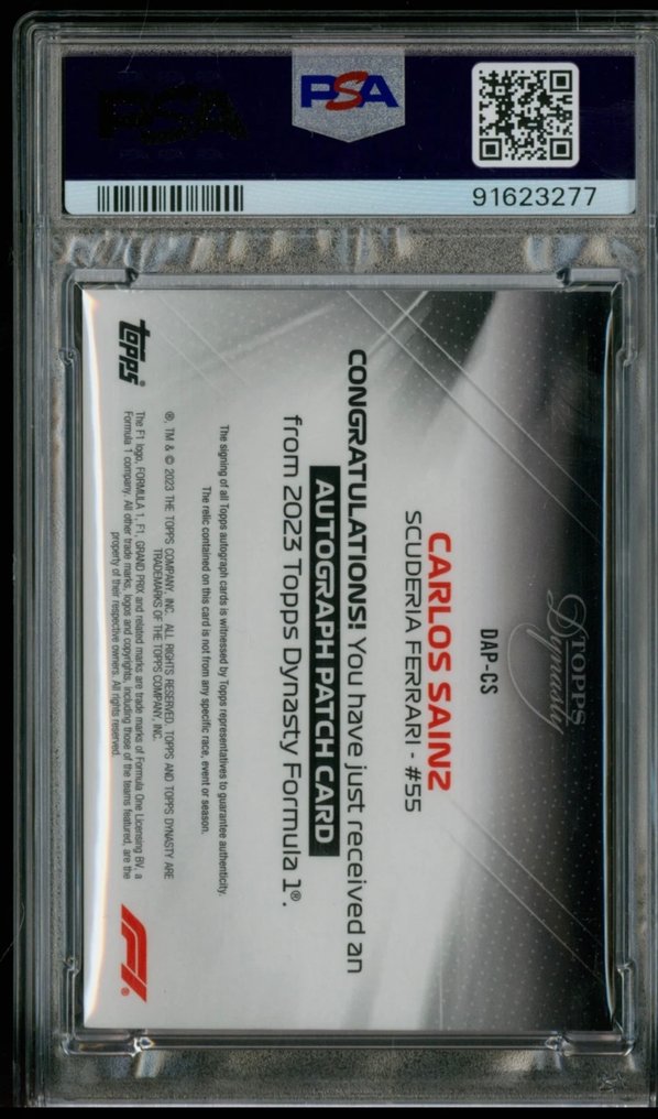 2023 Topps Dynasty F1 Carlos Sainz Auto Patch Red 3/5 Ferrari - PSA 9 Graded card #1.0