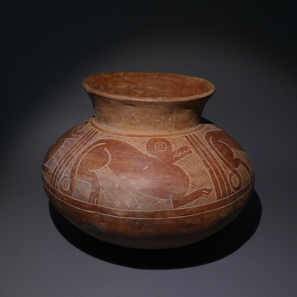Νάσκα - Ουάρι, Περού Terracotta, Αγγειοπλαστική Διακοσμημένο βάζο. Διάμετρος 20 εκ. περίπου 200 - 600 μ.Χ. #1.0