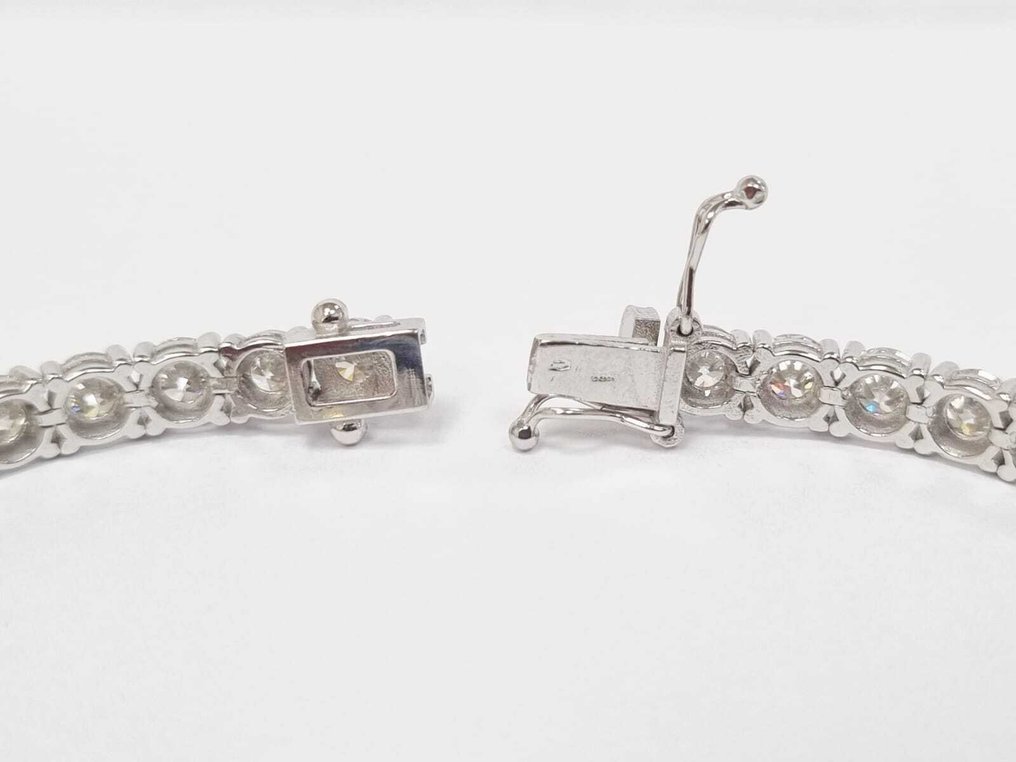 网球手链 - 14K包金 白金 -  12.10ct. tw. 钻石 (天然) #4.3