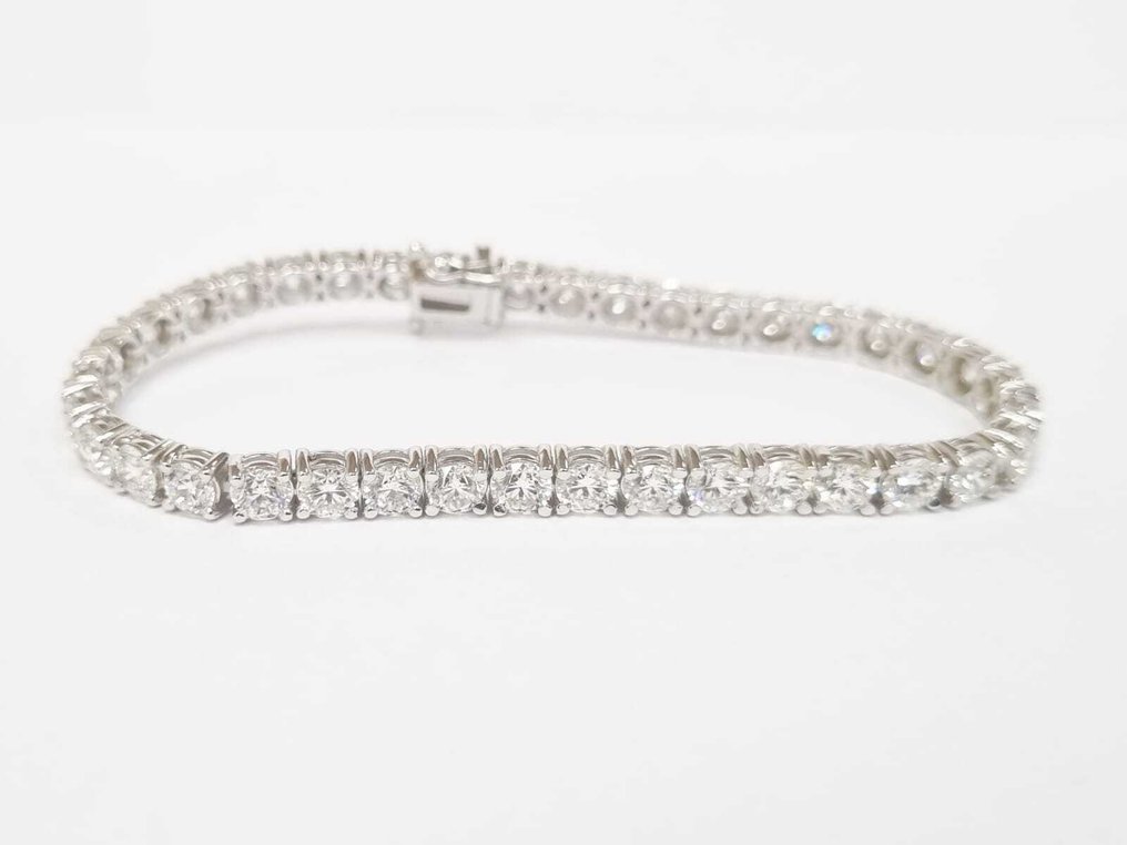 网球手链 - 14K包金 白金 -  12.10ct. tw. 钻石 (天然) #3.2