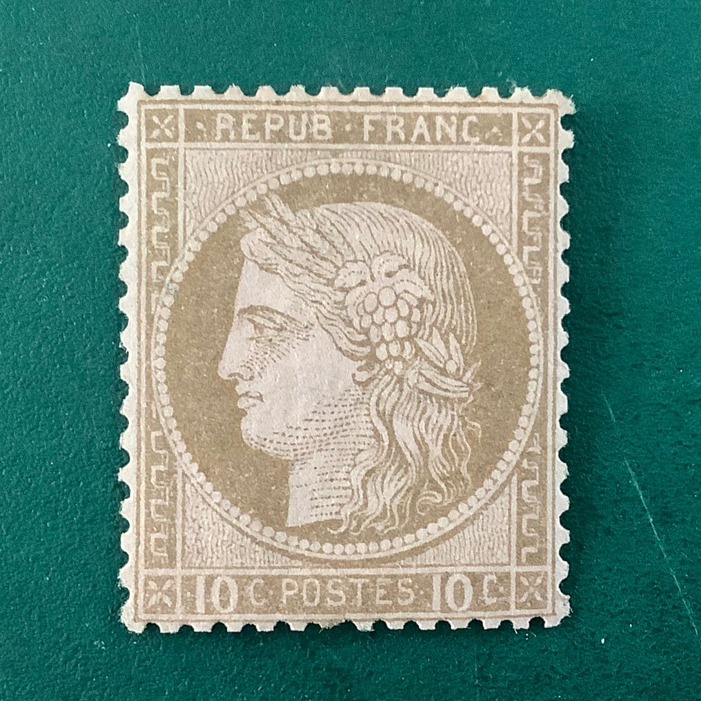 法國 1875 - 10分Ceres Dentelez，居中并附有照片证书 - Yvert 54 #3.2