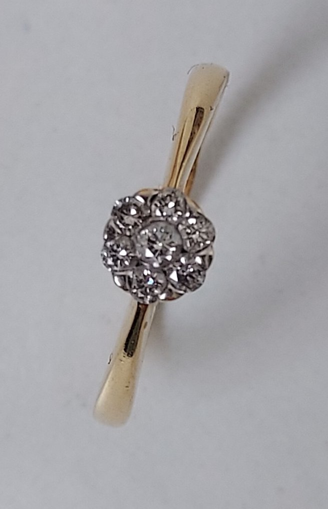 订婚戒指 - 18K包金 黄金 - 0.19ct. tw. 钻石 (天然) - Daisy / Marguerite戒指 #1.0