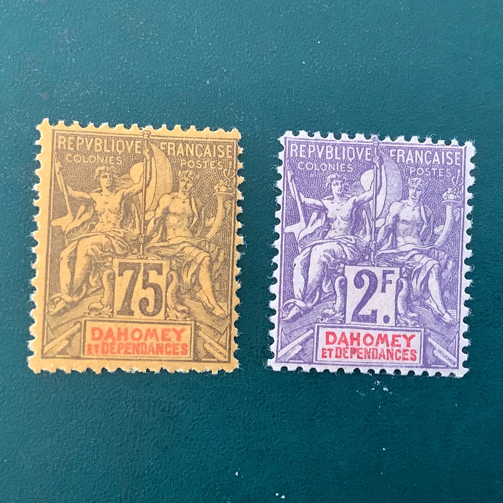 Dahomey 1901/1905 - Allegorie 75 senttiä ja 2 Fr - Michel 14 en 16 #1.0